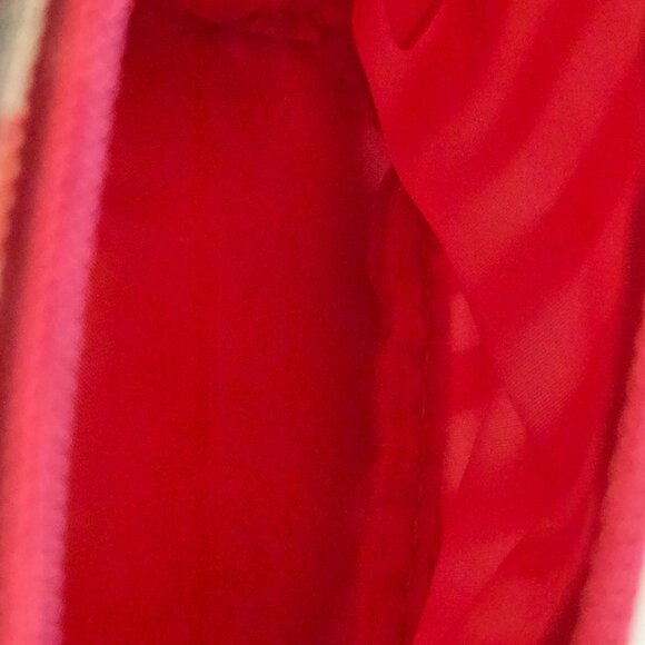 Estee Lauder Pink & White Stripe w/Rosette Zipper Closure Cosmetic Case - Picture 6 of 10